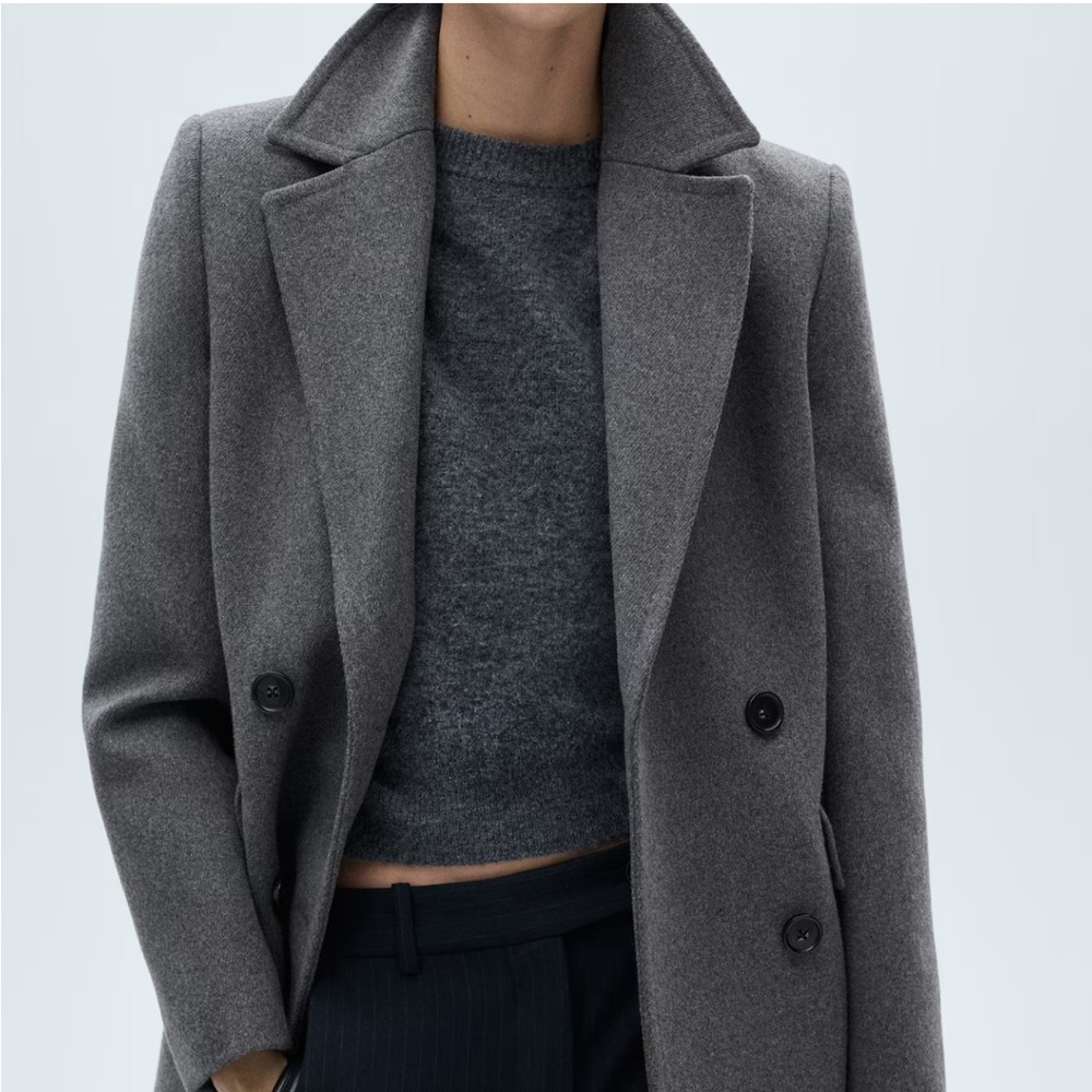 Mango Classic Gray Trench Coat - Picture 2 of 5
